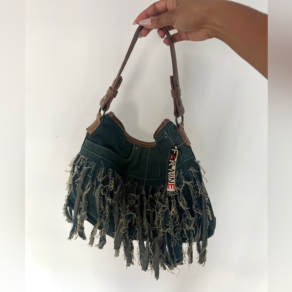 Vintage deadstock far nine distressed denim bag